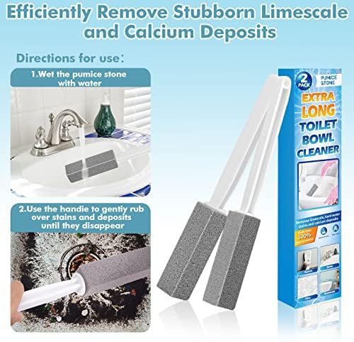 2 Pack Pumice Stones with Extra Long Handle for Toilet Cleaning