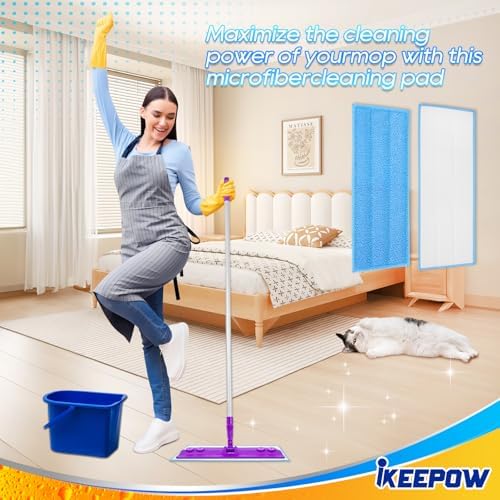 iKEEPOW 6-Pack Reusable Microfiber Mop Pads