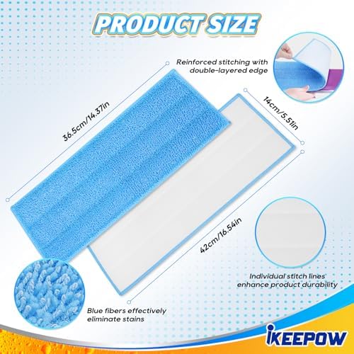 iKEEPOW 6-Pack Reusable Microfiber Mop Pads