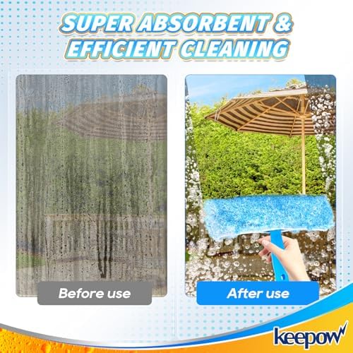 KEEPOW 10 Inch Microfiber Window Scrubber Refill 4 Pack