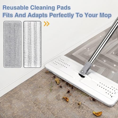 Zeekech Flat Mop Head Replacement Pads 13 X 49 Grey Stripe