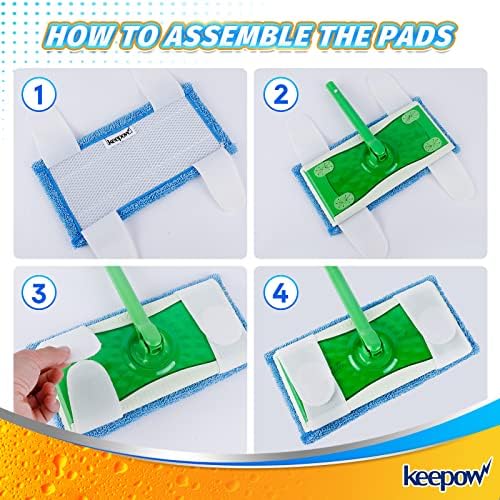KEEPOW 2 Pack Reusable Microfiber Mop Pads for Swiffer