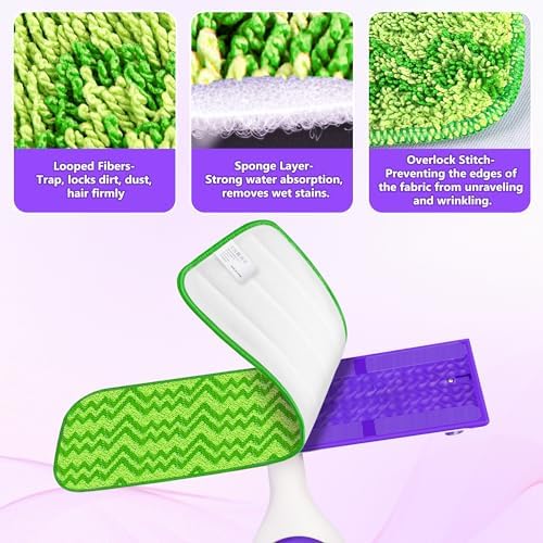 ENSPOWAY Reusable Mop Pads - 6 Pack for Swiffer PowerMop 13 14 15