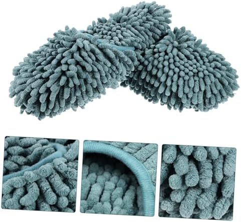1 Pair Fluffy Mop Slippers for Women Reusable Skid-Resistant Cleaning Shoes