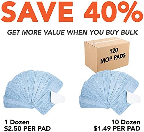 Arkwright Spray Mop Replacement Pads - 13 Inch Blue Pack of 12