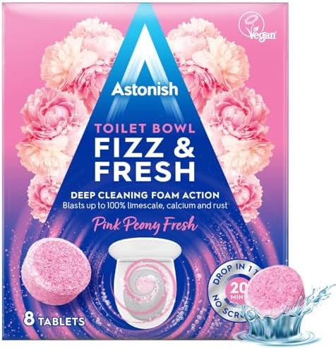 Astonish Foaming Toilet Bowl Cleaner Tablets - Box of 8 Pink Peony Scent