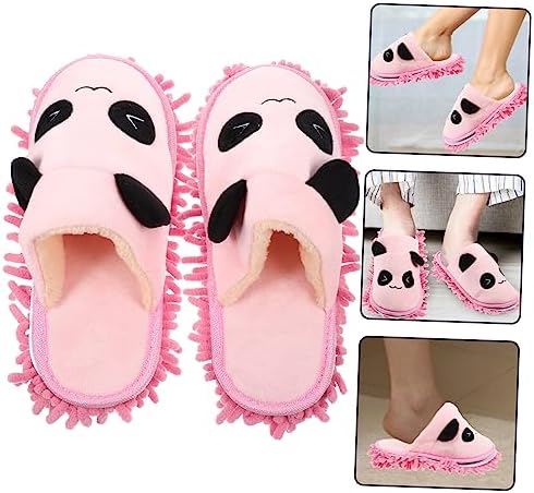PACKOVE 1 Pair Washable Mop Slippers Cute Panda Design