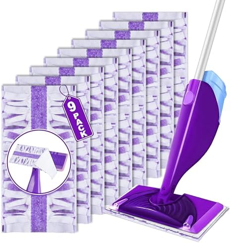FORSPEEDER 9-Pack Mopping Pads Refills for Swiffer WetJet