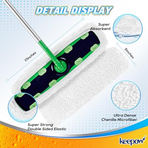 KEEPOW Reusable XL Mop Pads 4 Pack for Swiffer Sweeper XL