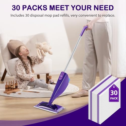 Zeekech 30 Count Spray Mop Pad Refills for Swiffer WetJet