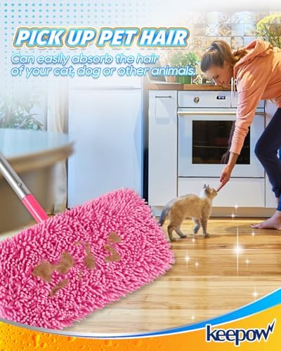 KEEPOW Reusable Microfiber Mop Pads 4PCS for Swiffer Sweeper