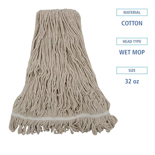 Boardwalk Replacement Mop Head 32-Oz White Premium Cotton