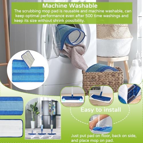 3 Pack Washable Reusable Microfiber Mop Pads for Bona 18 Inch Replacement