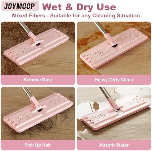JOYMOOP Microfiber Mop Pads Stripe Pink 13-inch Replacement Refills Pack of 2