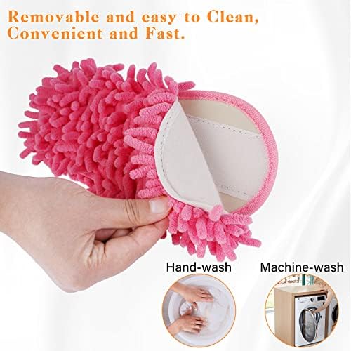 Liitrton Detachable Mop Slippers with Microfiber Chenille Pad Pink