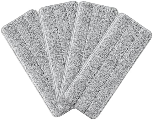 BOSHENG 13-Inch Flat Mop Pads - Grey Reusable Pack of 4