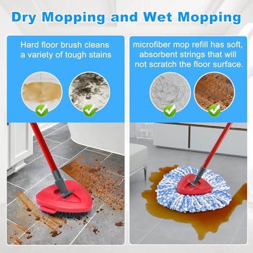2 Microfiber Mop Heads 2 Scrub Brush Refills for O-Cedar EasyWring