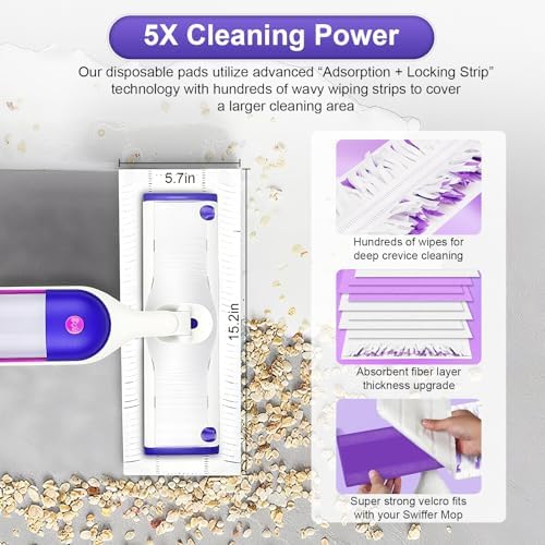 Kamitaly 25 Count Swiffer Power Mop Refills 14-Layer Multi-Surface Replacement Pads