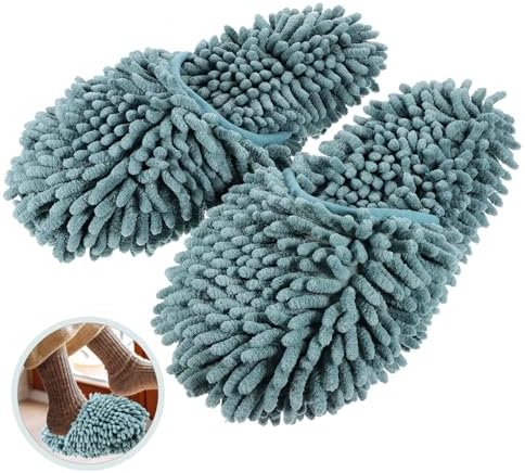 1 Pair Fluffy Mop Slippers for Women Reusable Skid-Resistant Cleaning Shoes