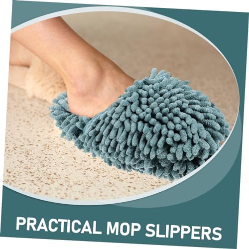 Minkissy 1 Pair Washable Mop Slippers Gray-Green