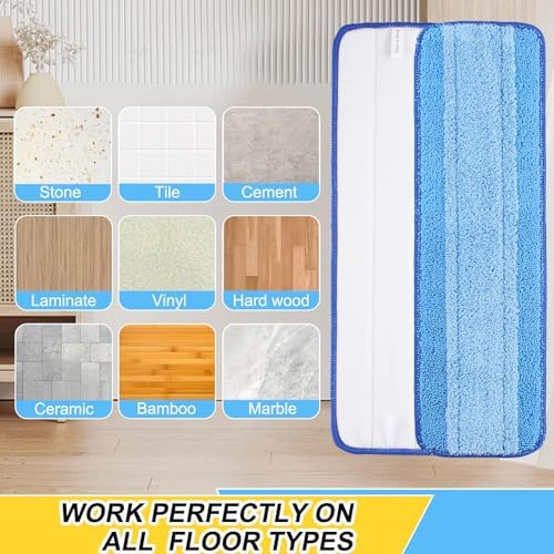 8 Pack 18 Inch Reusable Microfiber Spray Mop Replacement Heads