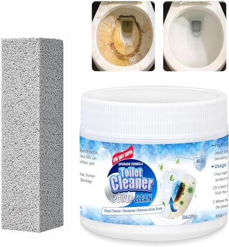 Toilet Bowl Cleaner Powder Pumice Stone Set