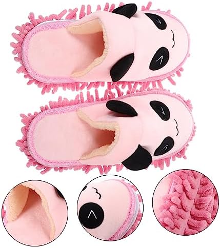PACKOVE 1 Pair Washable Mop Slippers Cute Panda Design