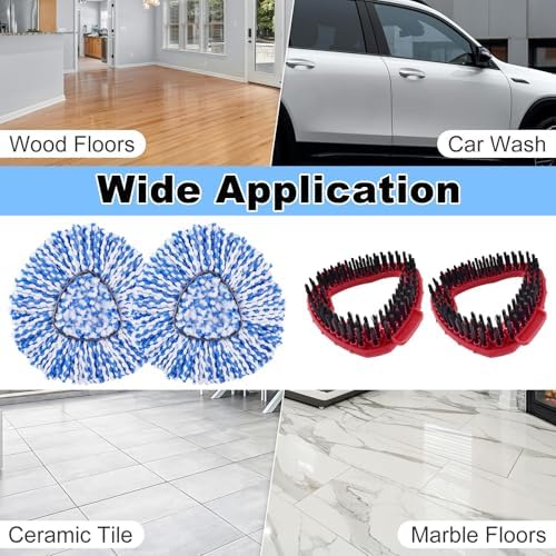 2 Microfiber Mop Heads 2 Scrub Brush Refills for O-Cedar EasyWring