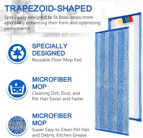 iDeaology 18in Microfiber Mop Pad Replacement - 15 Pack Heavy Duty Reusable