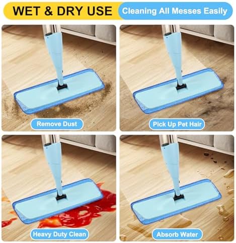 8 Pack 18 Inch Reusable Microfiber Spray Mop Replacement Heads