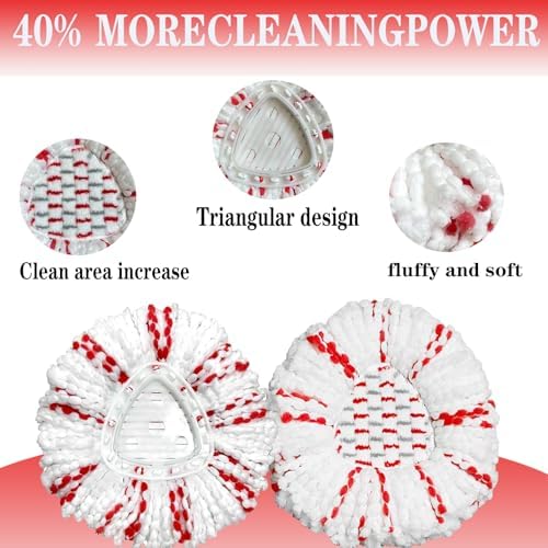 Fazlynyi 2Pack Spin Mop Replacement Heads - 40 More Cleaning Power