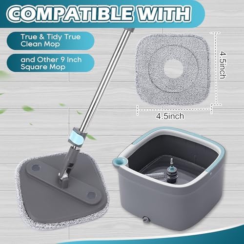 Yicotira Square Microfiber Mop Pads - 6 Pack for True Spin Mop