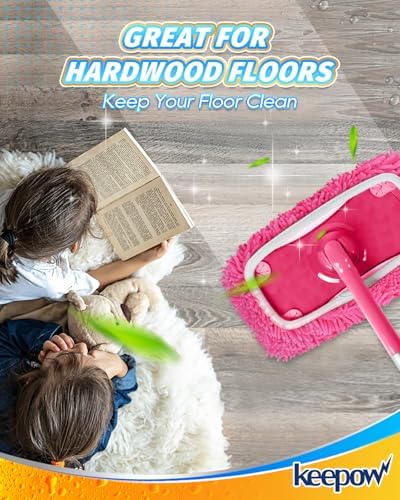 KEEPOW Reusable Microfiber Mop Pads 4PCS for Swiffer Sweeper