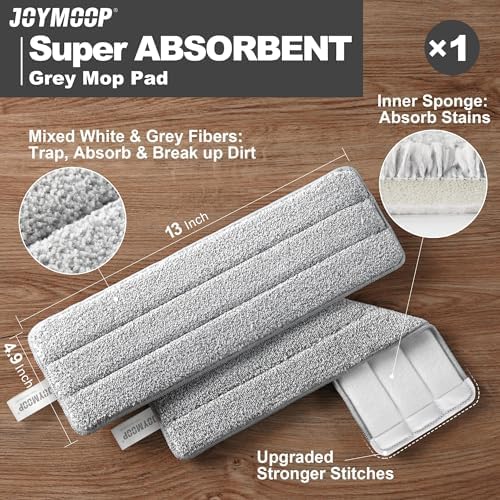 JOYMOOP 13 Inch Microfiber Mop Pad Refill - Grey