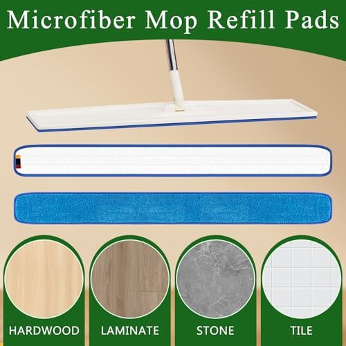 3 Pcs 48 Inch Microfiber Mop Refill Pads Reusable for Commercial Cleaning
