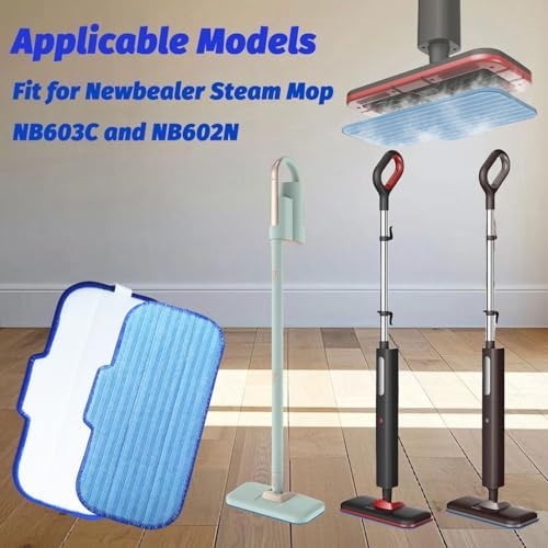 4 Pack Steam Mop Pads Replacement for Newbealer NC603C NC602N Mop Cleaner