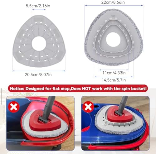 Sgizoku Spin Mop Head Refill - 6 Cloth Pads with Base