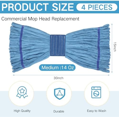 Lallisa 4 Pcs Medium Blue Mop Head Refill