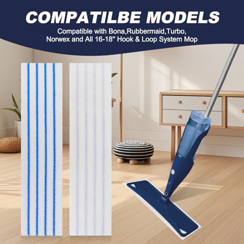 10 Pack Microfiber Mop Pads for 16-18 Hook Loop Mops 1