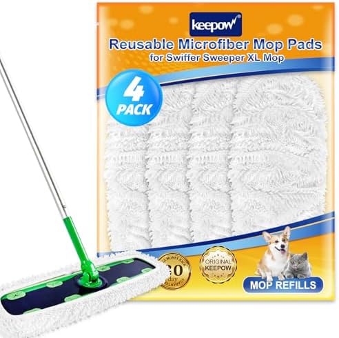 KEEPOW Reusable XL Mop Pads 4 Pack for Swiffer Sweeper XL