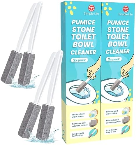 Simple Life Pumice Stone Toilet Cleaner 4 Pack with Extra Long Handle