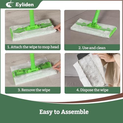Eyliden 24 Count Dry Mop Pads for 10 Inch Sweeper Mops