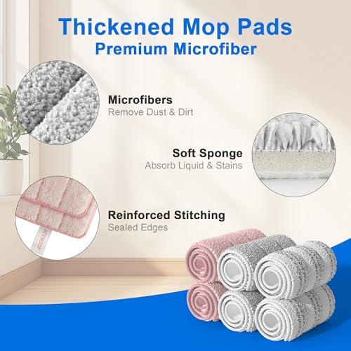 JOYMOOP Microfiber Mop Pads Replacement Pack of 6