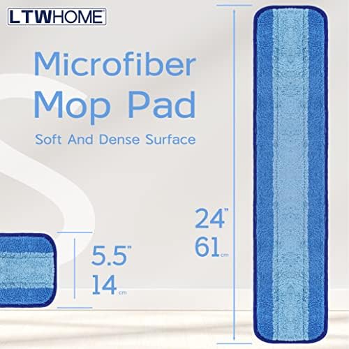 LTWHOME 24 Inch Microfiber Mop Refill Pads Pack of 6
