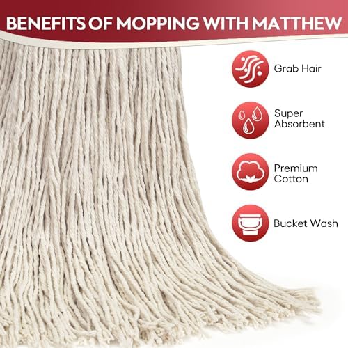 Matthew 24oz Cotton Mop Refills 3-Pack White