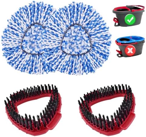2 Microfiber Mop Heads 2 Scrub Brush Refills for O-Cedar EasyWring