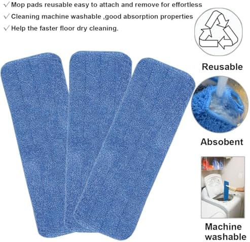 10 Pack 18 Inch Microfiber Spray Mop Pads - Reusable Streak-Free