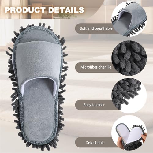 Telooco 4 Pairs Washable Mopping Slippers for Women and Men