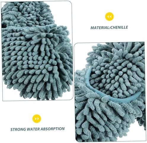 1 Pair Fluffy Mop Slippers for Women Reusable Skid-Resistant Cleaning Shoes