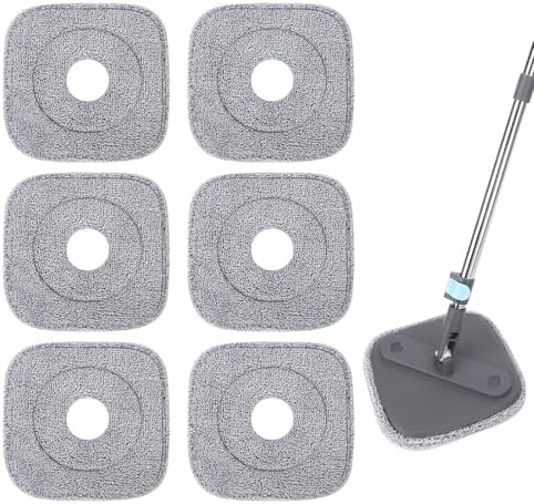 Yicotira Square Microfiber Mop Pads - 6 Pack for True Spin Mop